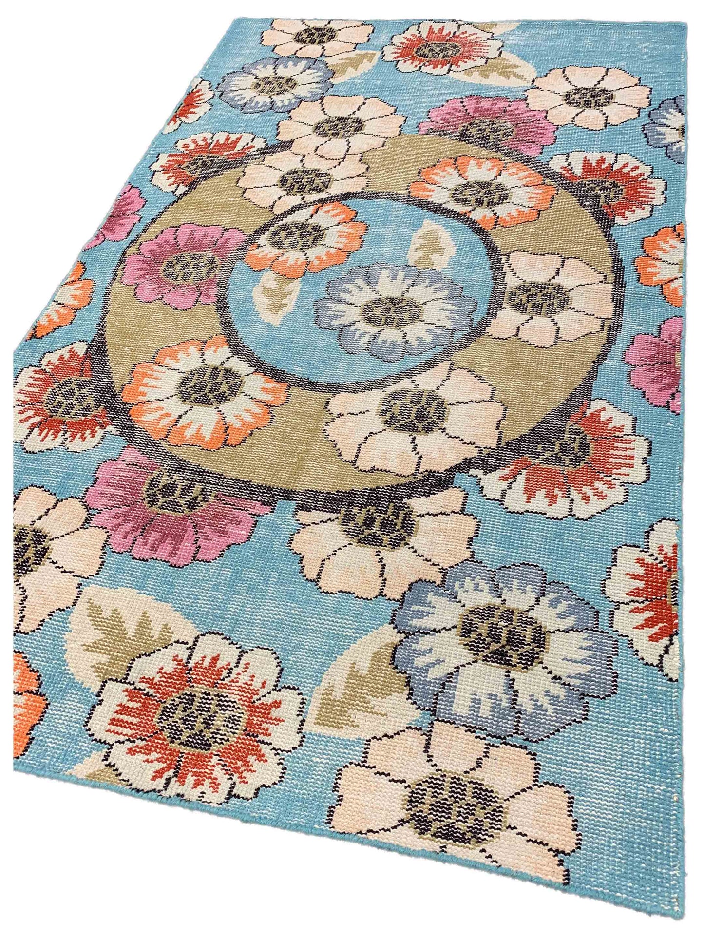 Artisan Viola Red Lt.Blue Transitional Knotted Rug - Rugs - Artisan - Atlanta Designer Rugs