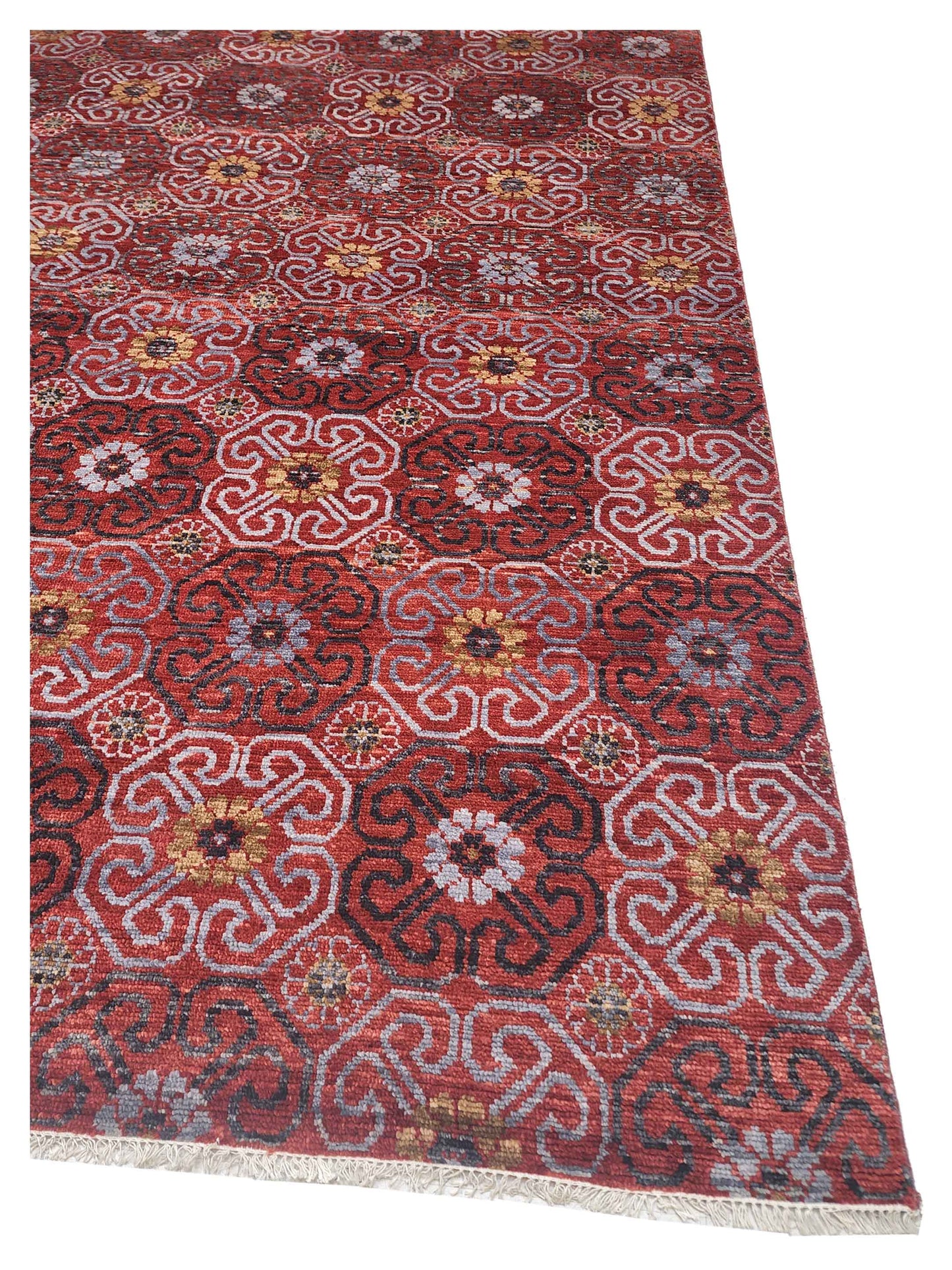 Artisan Amanda  Red Blue Traditional Knotted Rug