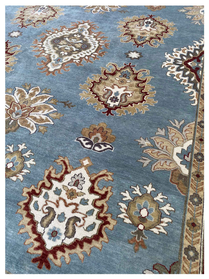 Artisan Cameron  Lt.Blue Red Traditional Knotted Rug