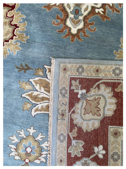 Artisan Cameron  Lt.Blue Red Traditional Knotted Rug