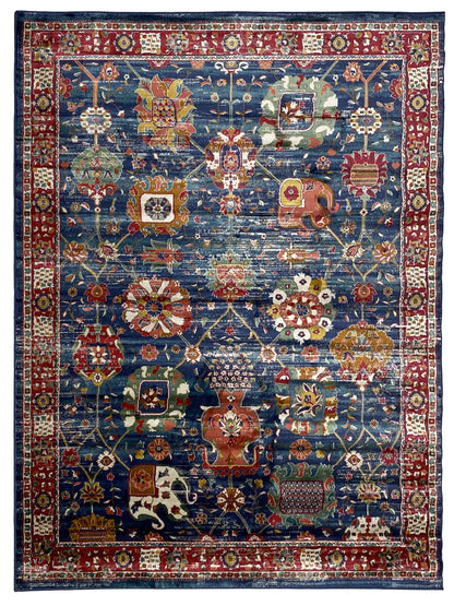 Artisan Laila Dk.Blue Dk.Rose Traditional Machinemade Rug - Rugs - Artisan - Atlanta Designer Rugs