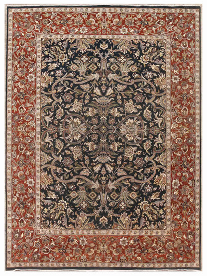 Limited Heywood HEY-203 Trible Navy Rusty Red Traditional Knotted Rug