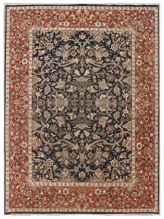 Limited Heywood HEY-203 Trible Navy Rusty Red Traditional Knotted Rug