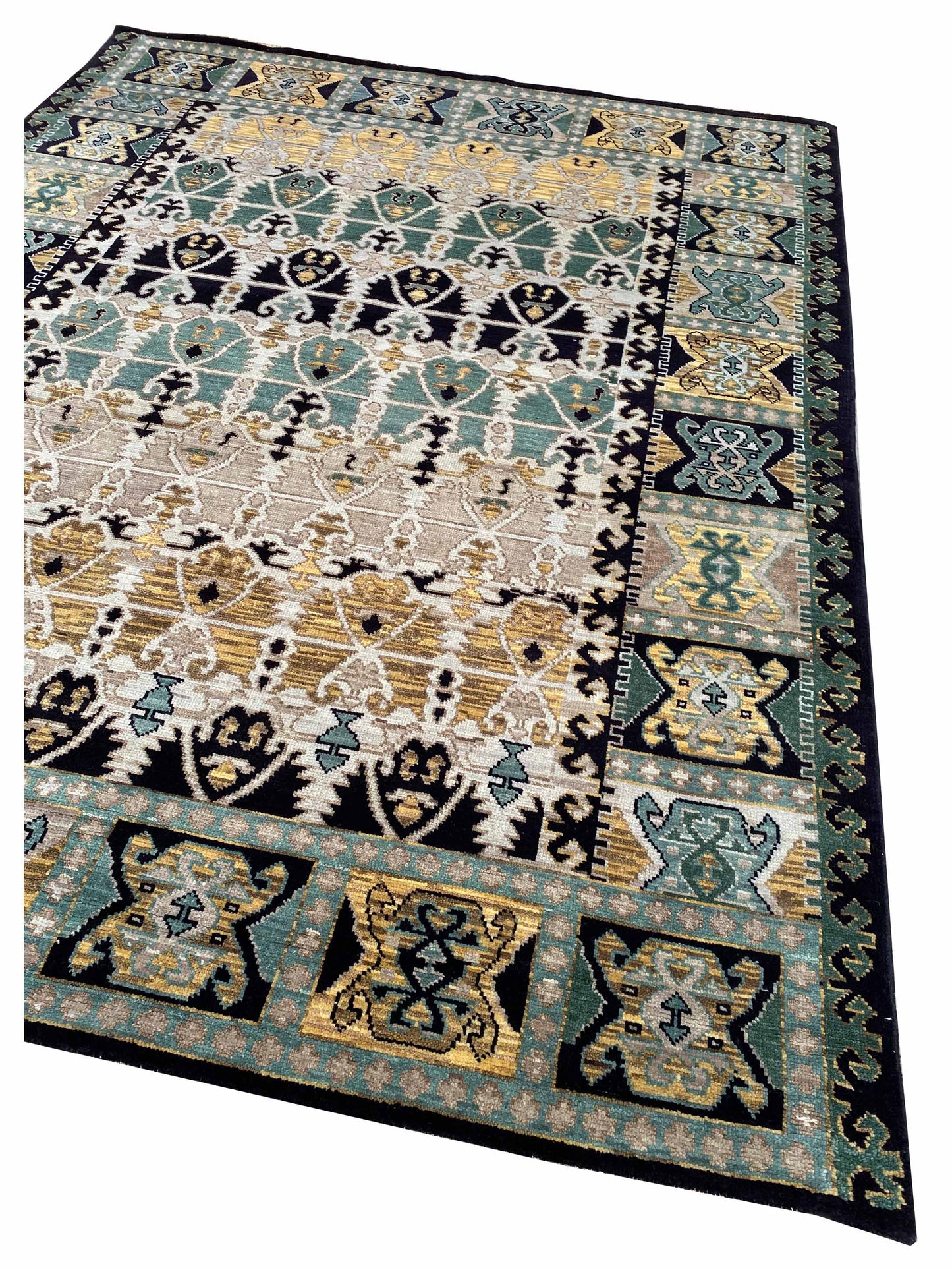 Artisan Blossom-2  Black  Traditional Knotted Rug