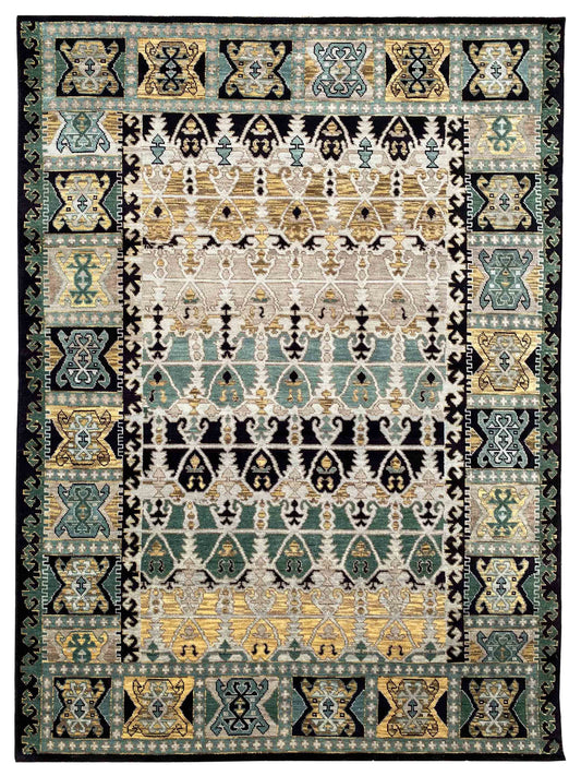 Artisan Blossom-2 FB-563 Black Traditional Knotted Rug