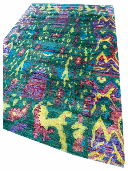 Artisan Cameron  Green Multi Modern Knotted Rug