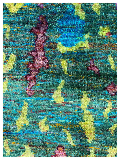 Artisan Cameron  Green Multi Modern Knotted Rug