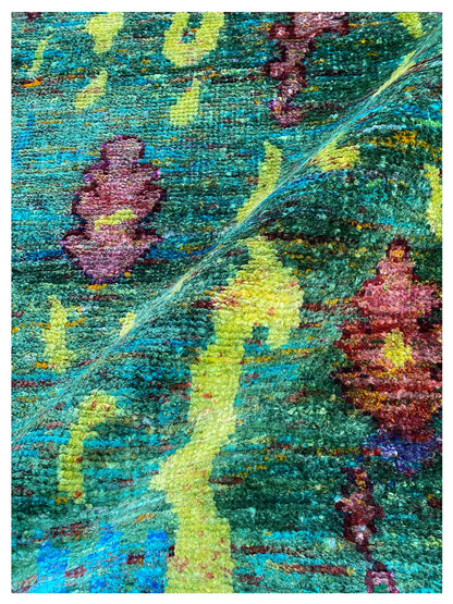 Artisan Cameron  Green Multi Modern Knotted Rug