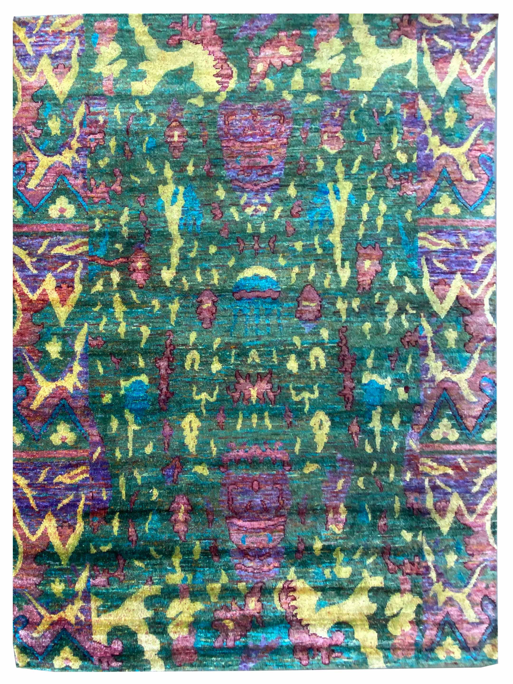 Green Rug Multi Shade Cameron Green Multi Modern Knotted Rug - Handspun NZ Wool Rug – Atlanta ...