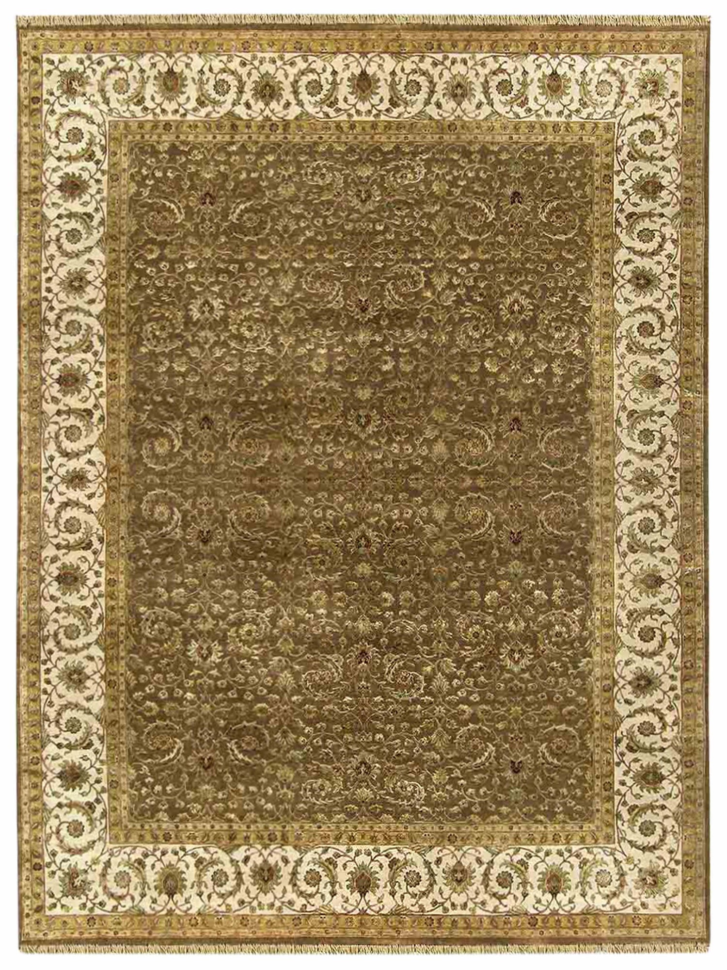 Limited Cressy CRS-402 Chocolate Ivory Traditional Knotted Rug
