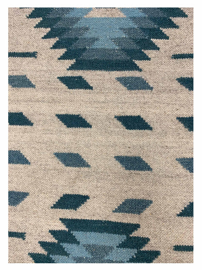 Artisan Kim Natural Turquoise Kilim Woven Rug - Rugs - Artisan - Atlanta Designer Rugs