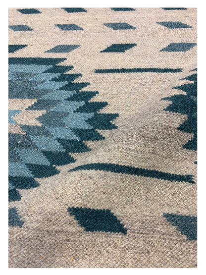 Artisan Kim Natural Turquoise Kilim Woven Rug - Rugs - Artisan - Atlanta Designer Rugs