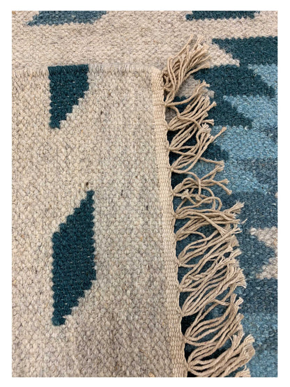 Artisan Kim Natural Turquoise Kilim Woven Rug - Rugs - Artisan - Atlanta Designer Rugs
