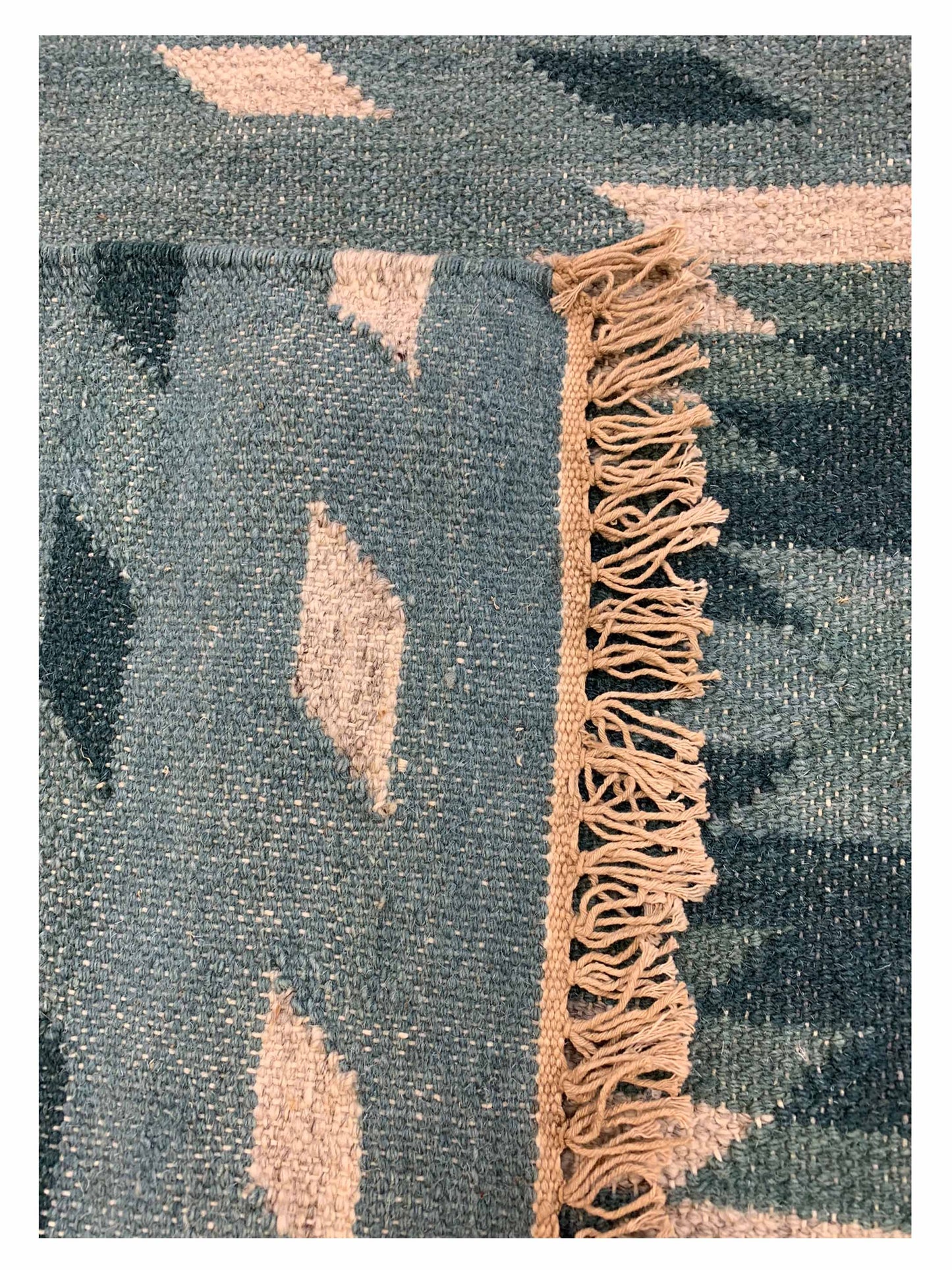 Artisan Kim  Turquoise Natural Kilim Woven Rug