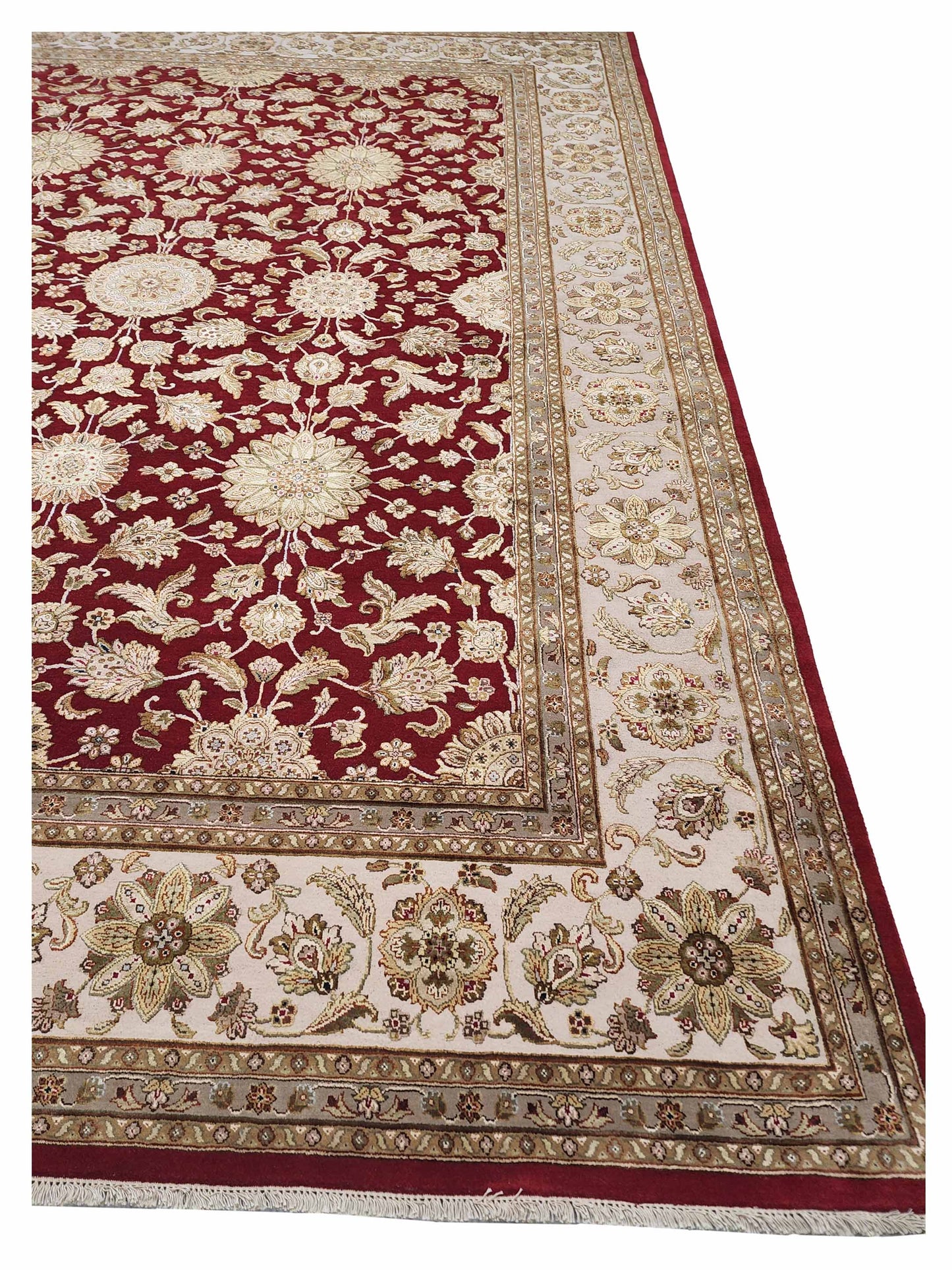 Artisan Rachel  Red  Ivory Traditional Knotted Rug