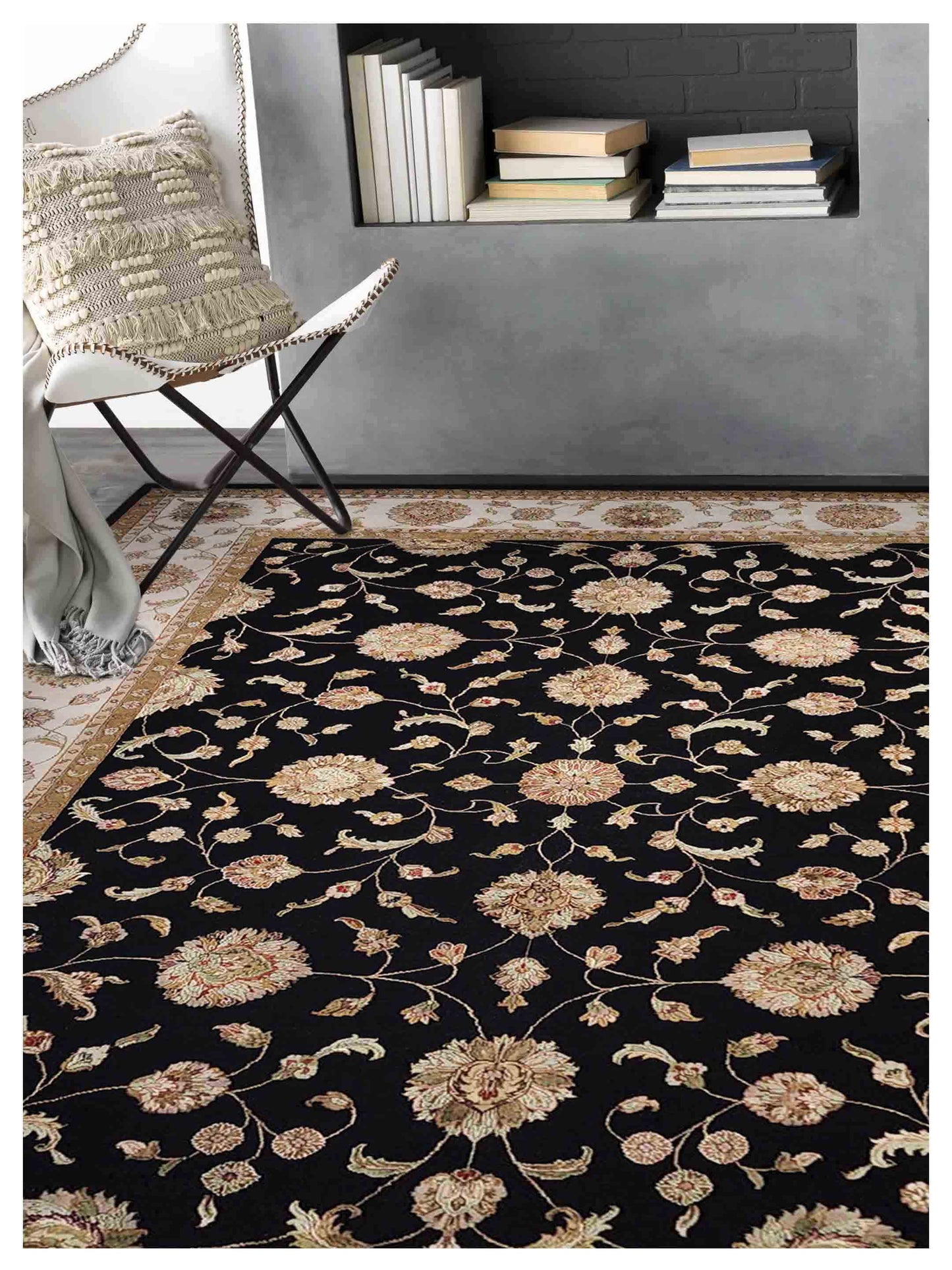 Artisan Winona  Black Ivory Traditional Knotted Rug