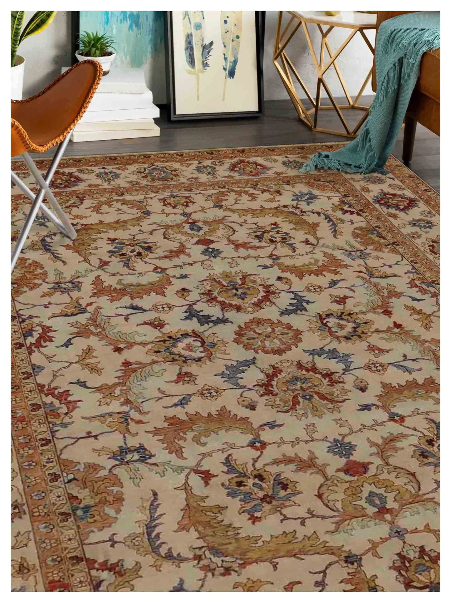 Artisan Gwyneth  Ivory Ivory Traditional Knotted Rug