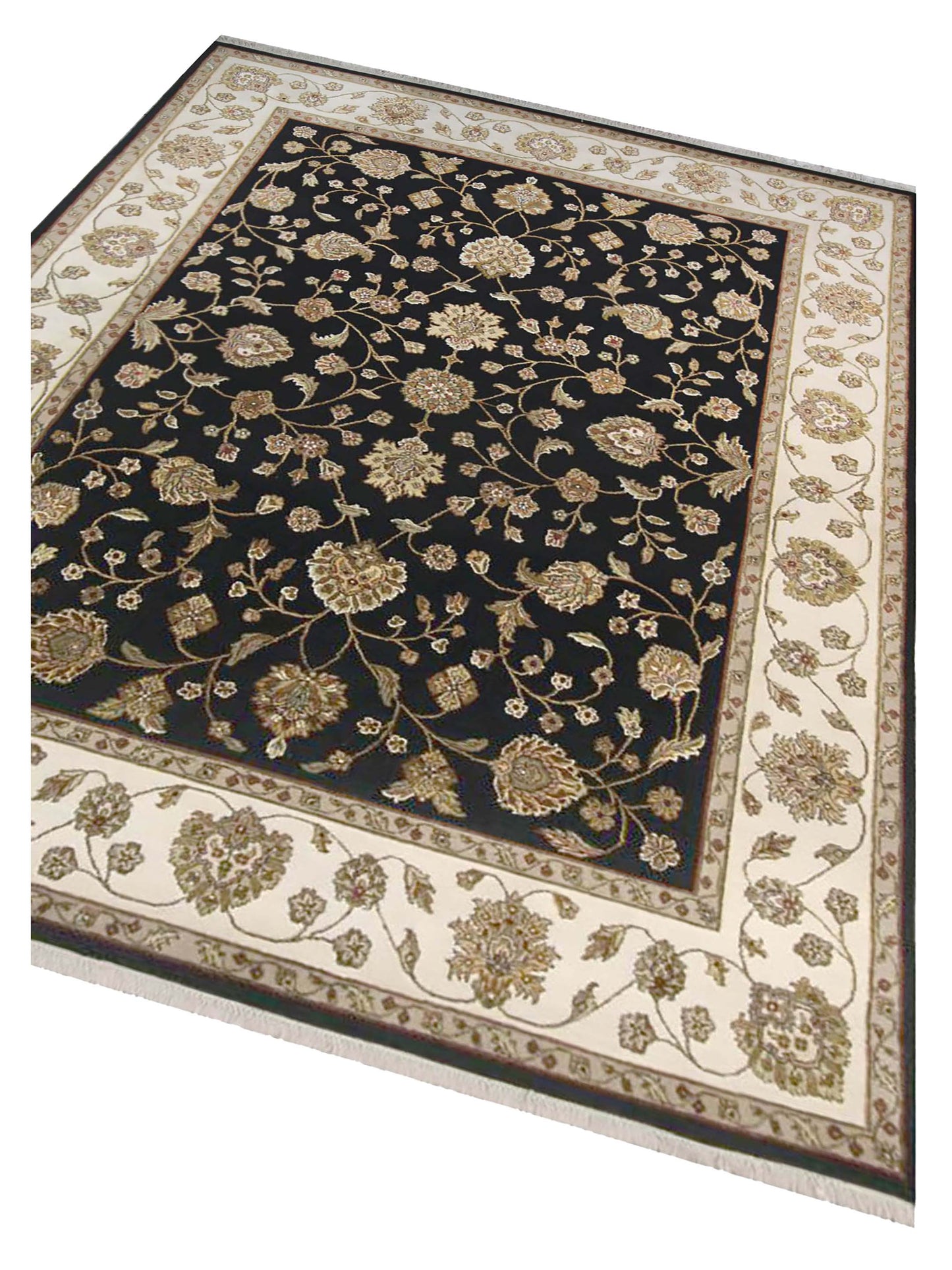 Artisan Winona  Black Ivory Traditional Knotted Rug