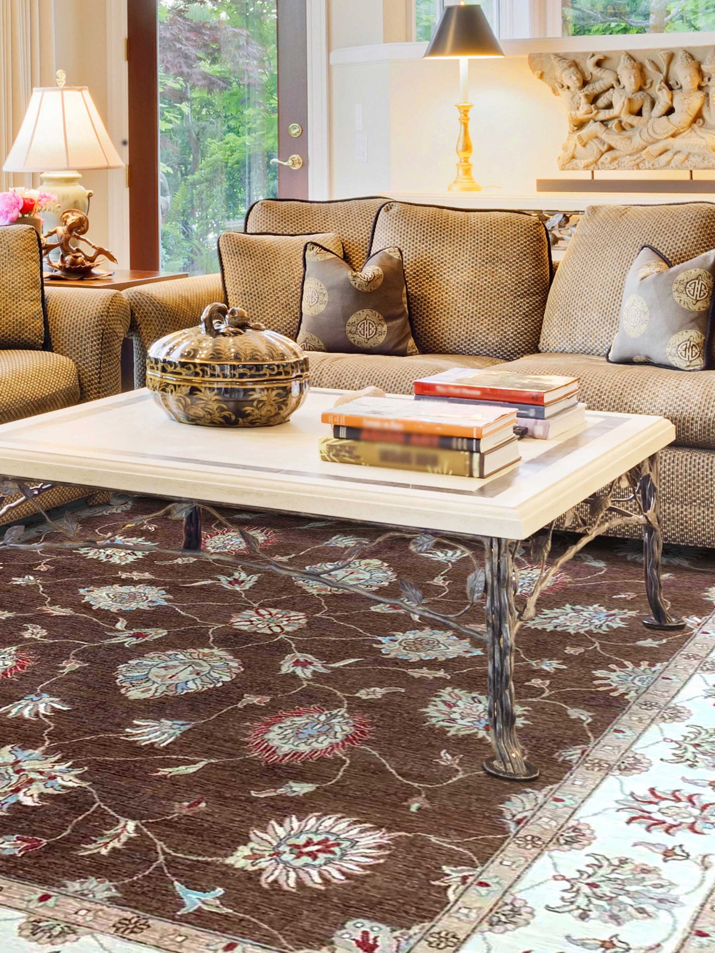 Artisan Zara  Brown Ivory Traditional Knotted Rug
