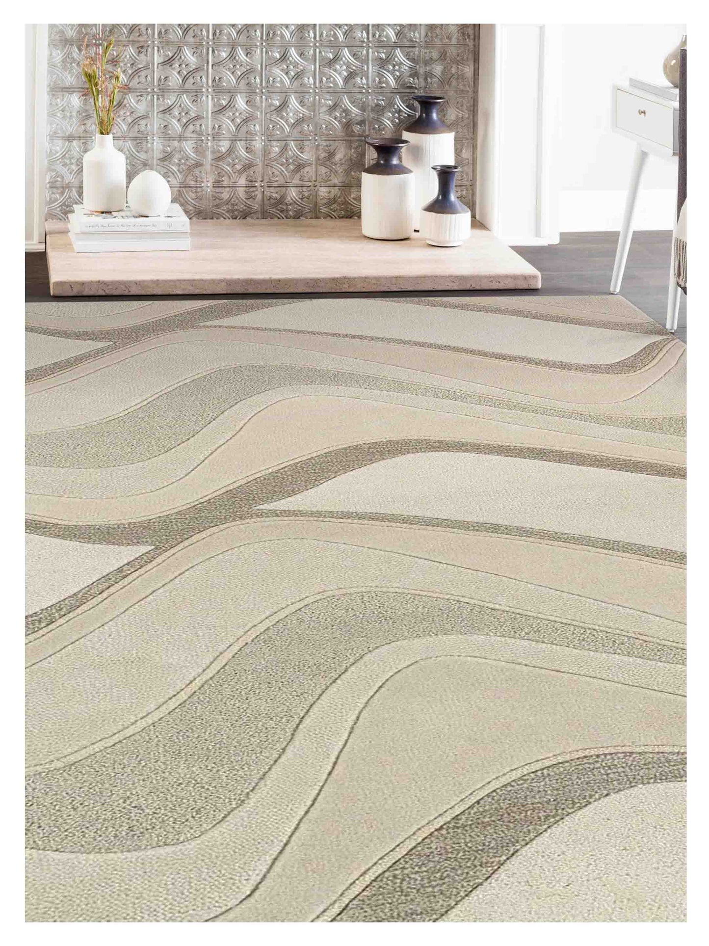 KAS Eternity 1085 Ivory  Contemporary Tufted Rug