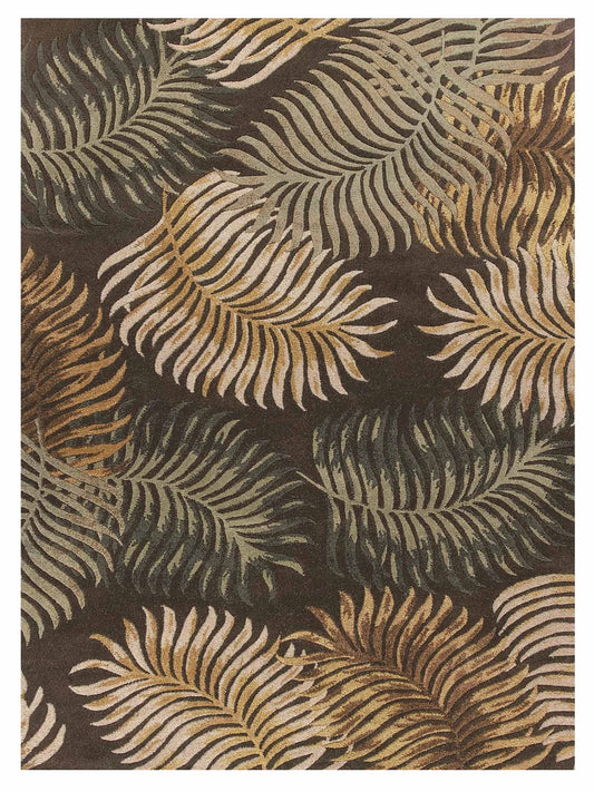 KAS Havana 2617 Espresso Florals & Tropicals Tufted Rug