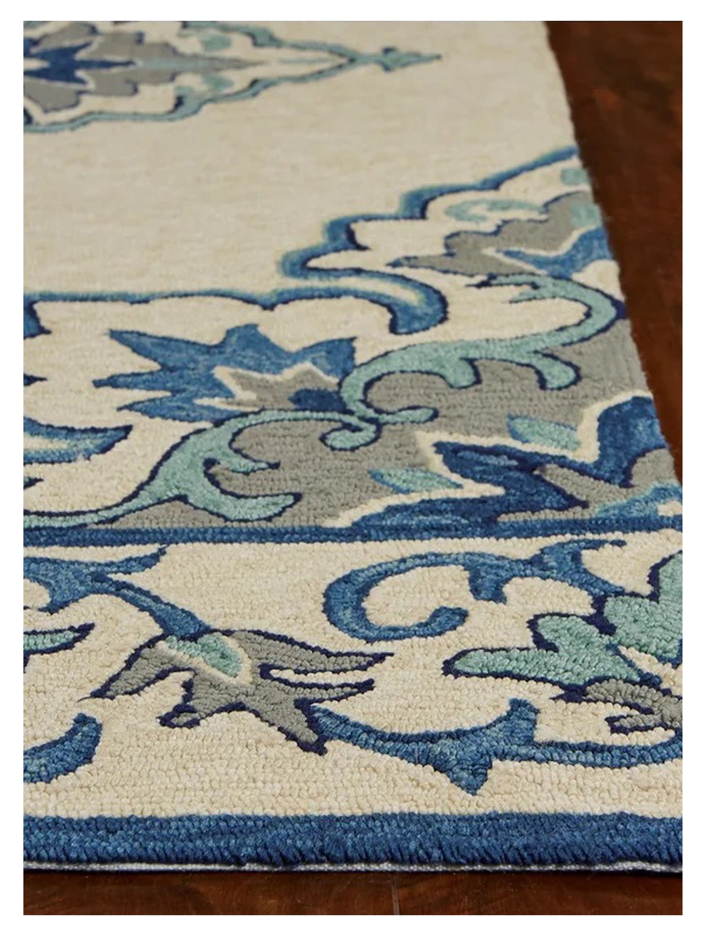 KAS Harbor 4238 Ivory Blue Indoor/Outdoor Knotted Rug