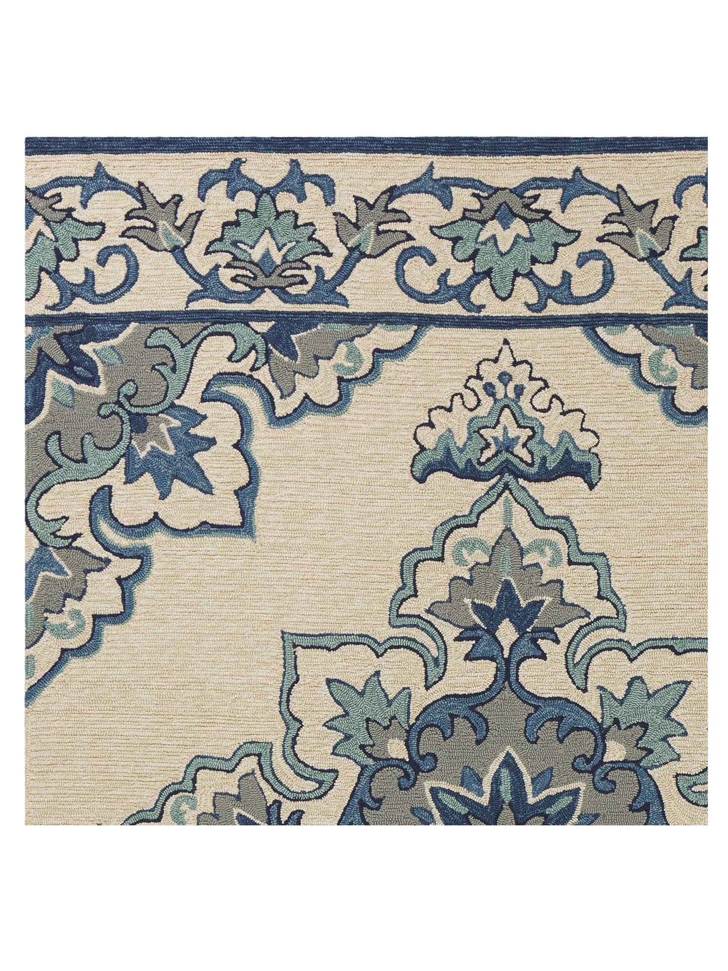 KAS Harbor 4238 Ivory Blue Indoor/Outdoor Knotted Rug