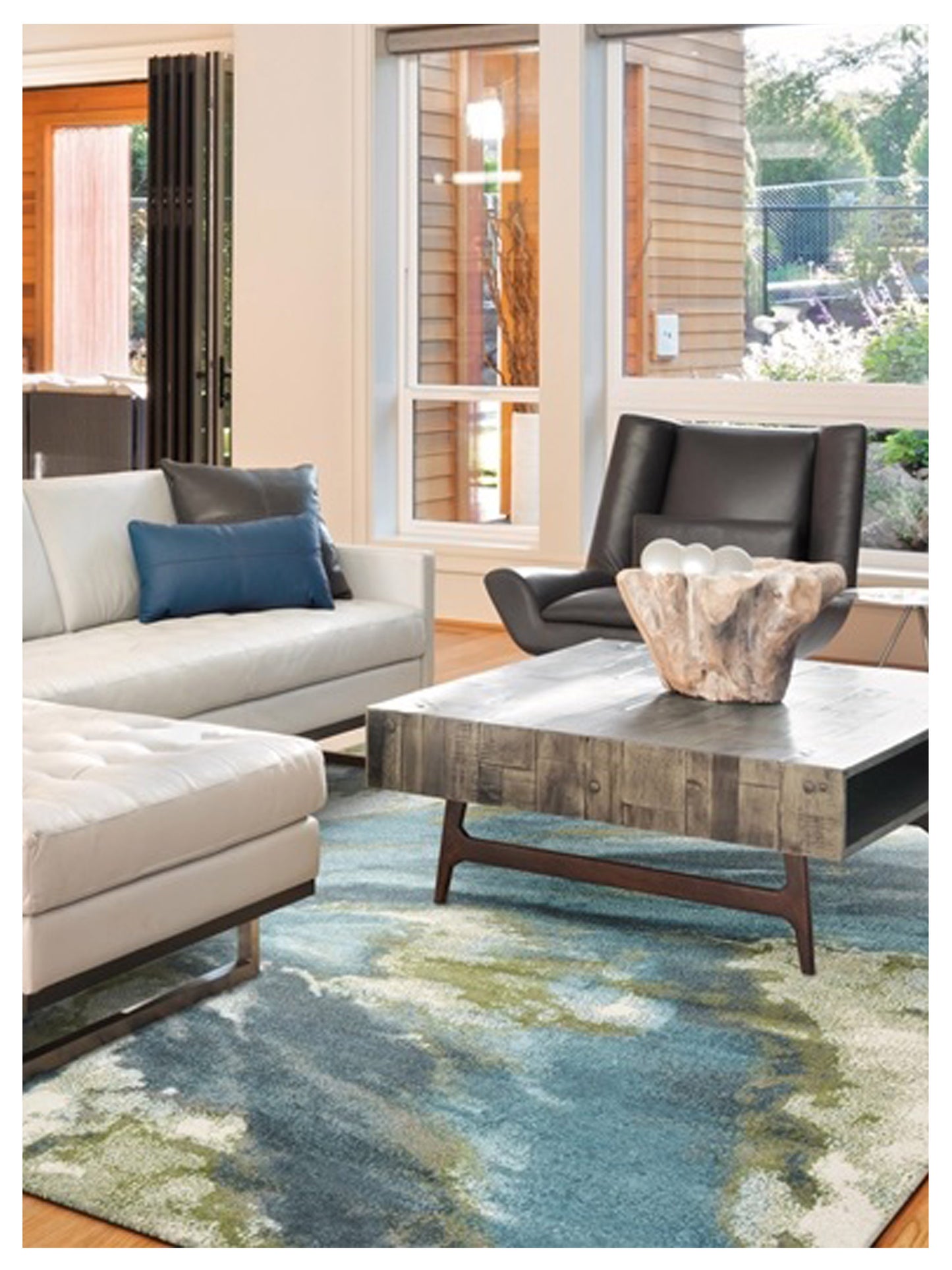 KAS Watercolors 6234 Teal  Contemporary Machinemade Rug