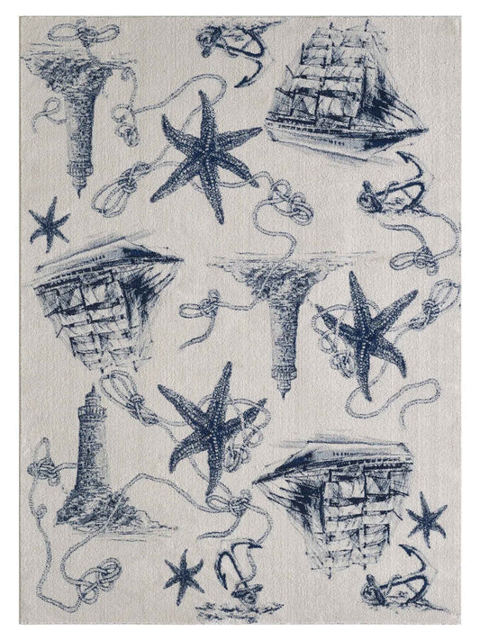 KAS Stella 6269 Ivory Navy Transitional Machinemade Rug - Rugs - KAS - Atlanta Designer Rugs