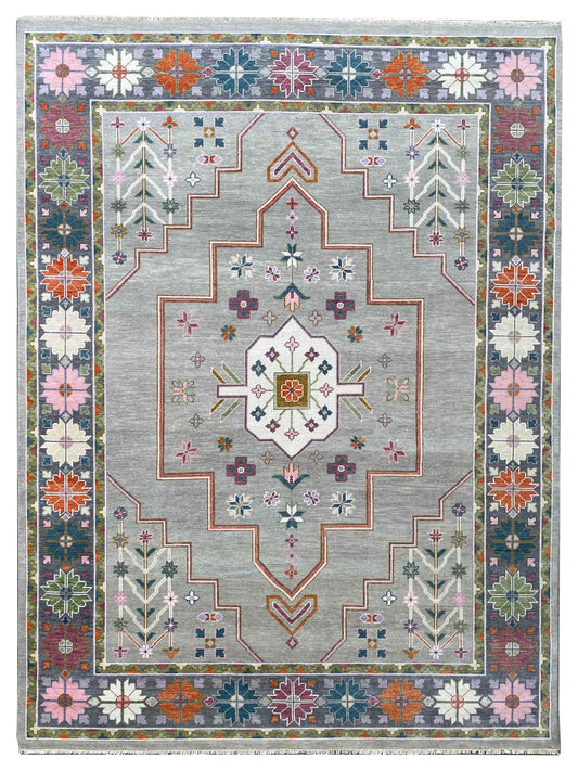 Artisan Blossom FB-555 Grey Traditional Knotted Rug