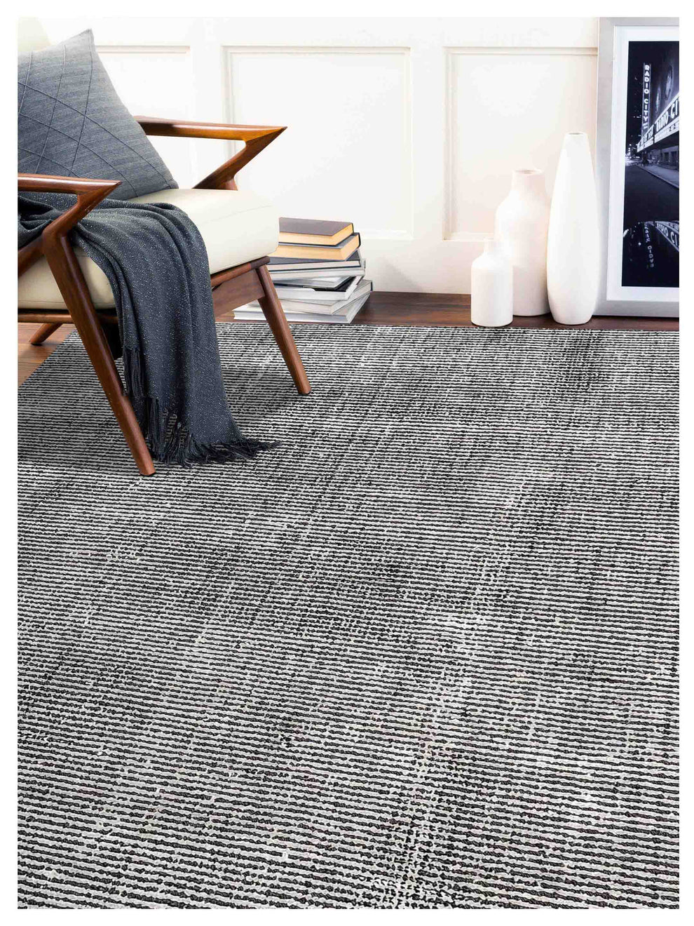 Artisan Tessa Ivory Black Transitional Loom Rug – Atlanta Designer Rugs