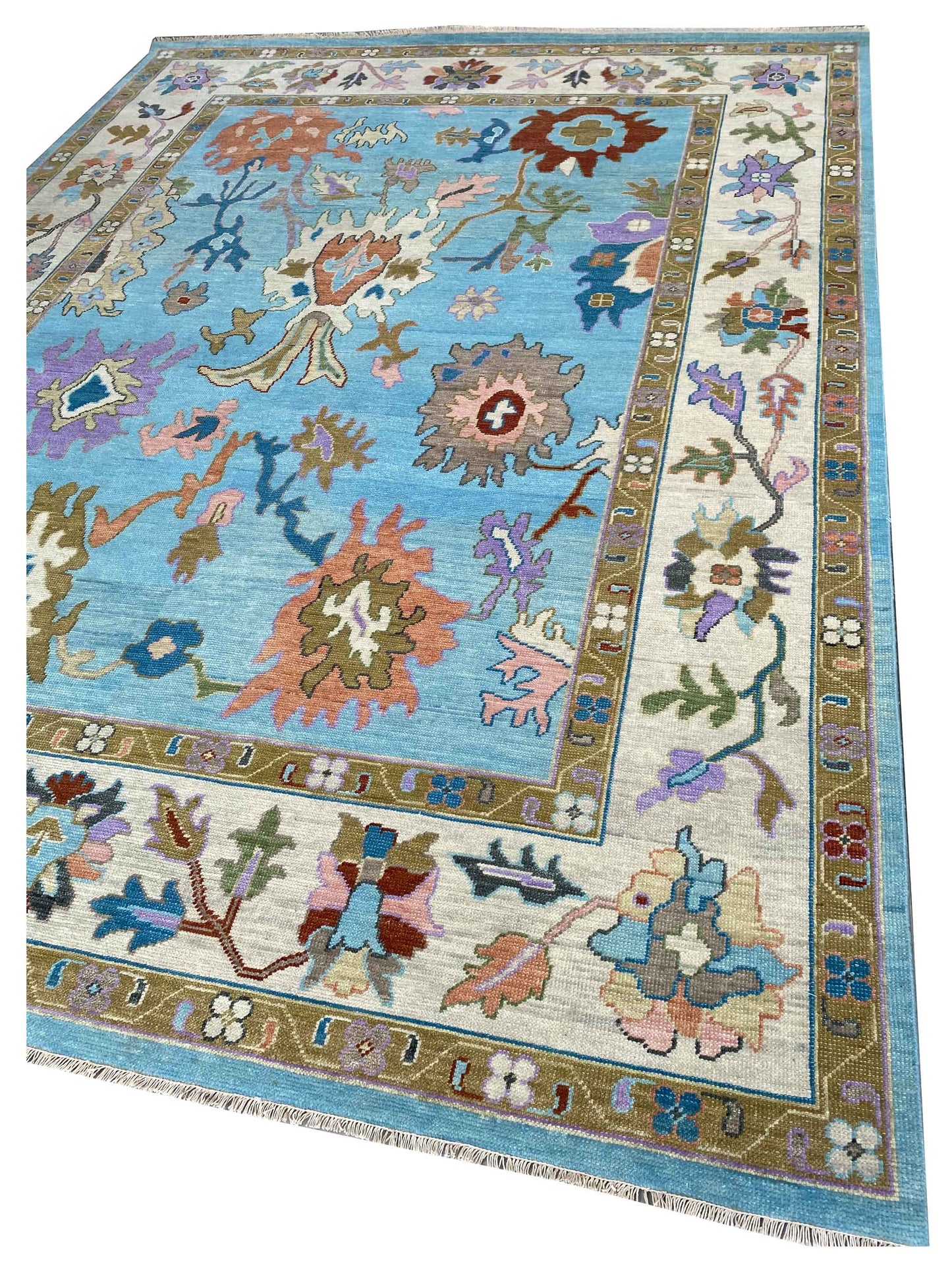 Artisan Blossom  Blue Beige Traditional Knotted Rug