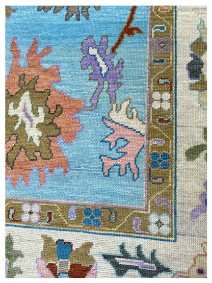 Artisan Blossom  Blue Beige Traditional Knotted Rug