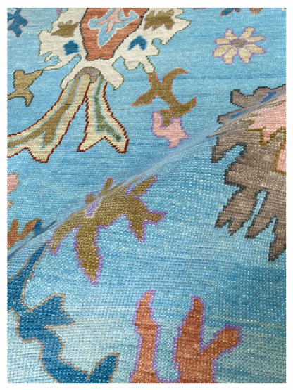 Artisan Blossom  Blue Beige Traditional Knotted Rug