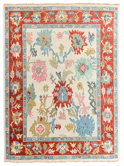 Artisan Blossom - 2 Ivory Red Traditional Knotted Rug - Rugs - Artisan - Atlanta Designer Rugs