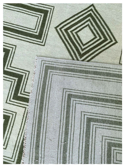 Artisan Blossom  Ivory Green Modern Knotted Rug