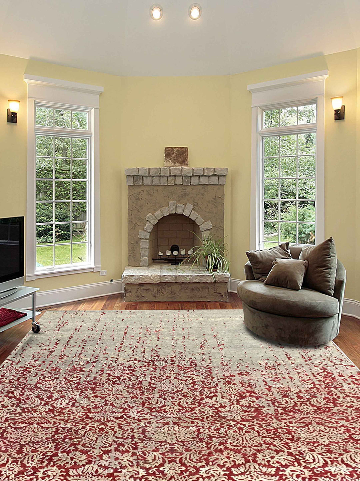 Toni Rug Artisan Toni Grey Red Transitional Knotted Rug – Atlanta Designer Rugs