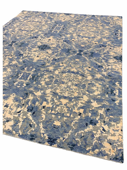 Artisan Mary Silver Navy Blue Contemporary Knotted Rug - Rugs - Artisan - Atlanta Designer Rugs
