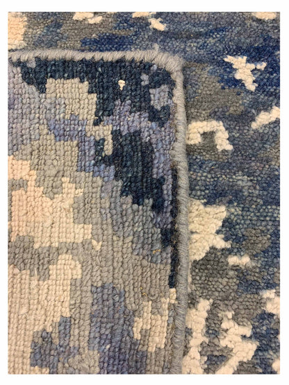 Artisan Mary Silver Navy Blue Contemporary Knotted Rug - Rugs - Artisan - Atlanta Designer Rugs