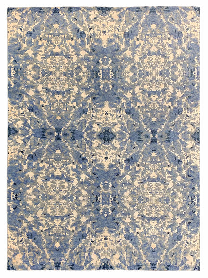 Artisan Mary Silver Navy Blue Contemporary Knotted Rug - Rugs - Artisan - Atlanta Designer Rugs