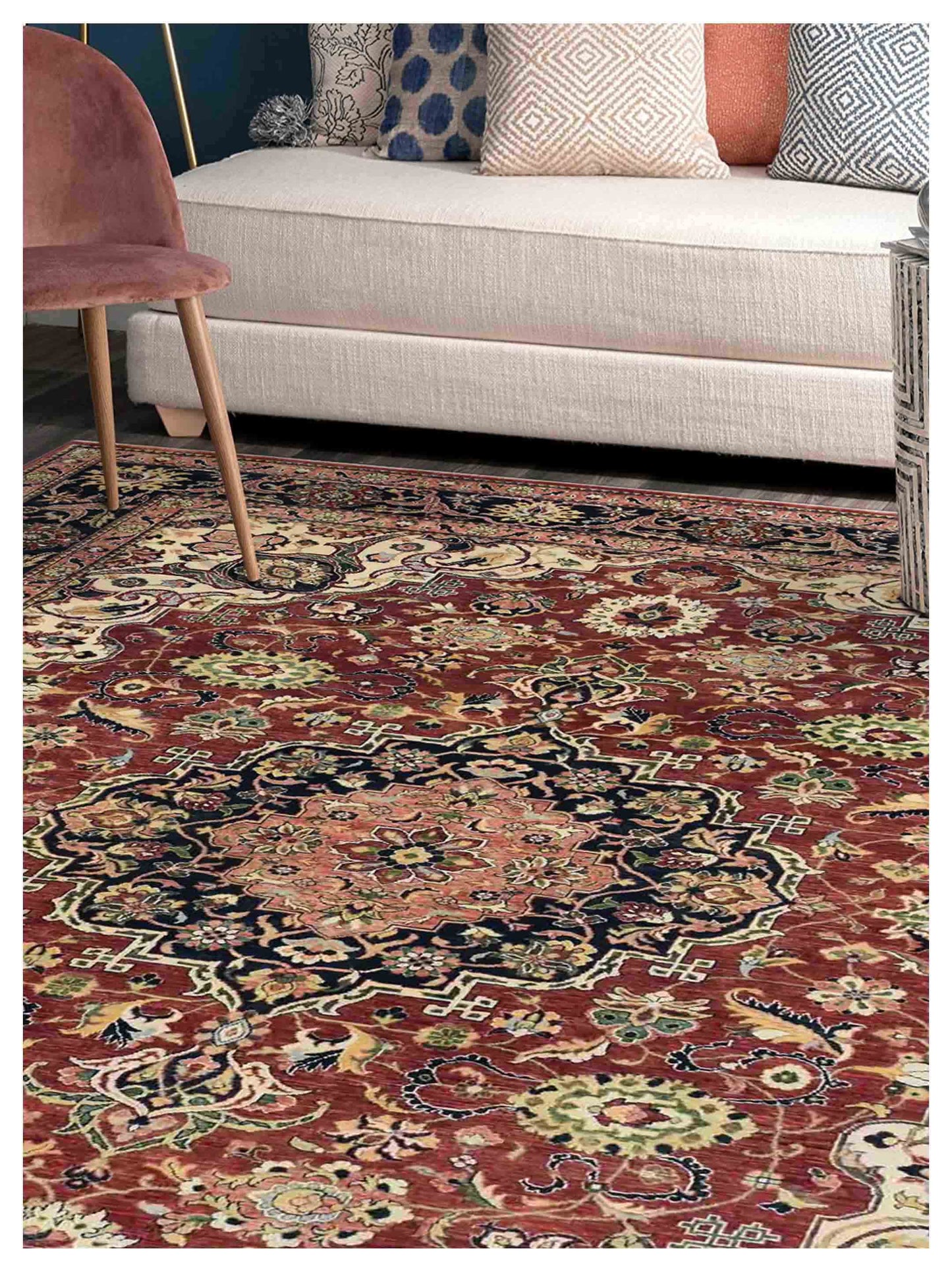 Artisan Gwyneth  Red Black Traditional Knotted Rug