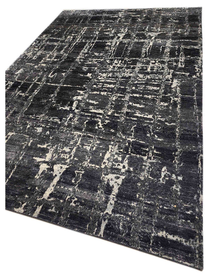 Artisan Mary  Charcoal  Contemporary Knotted Rug