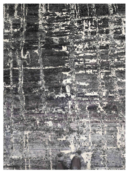 Artisan Mary  Charcoal  Contemporary Knotted Rug