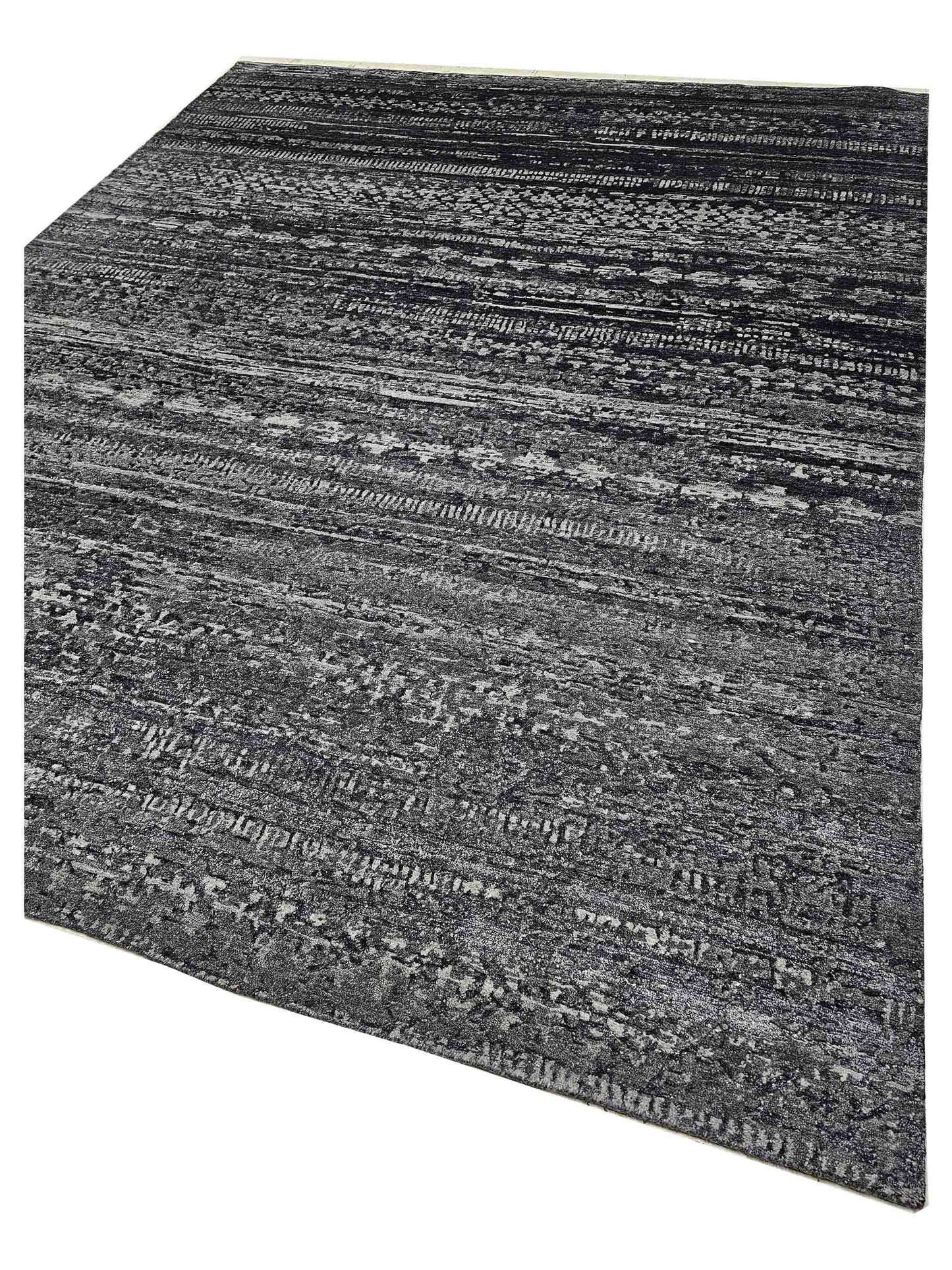 Artisan Mary  Carbon Black Contemporary Knotted Rug
