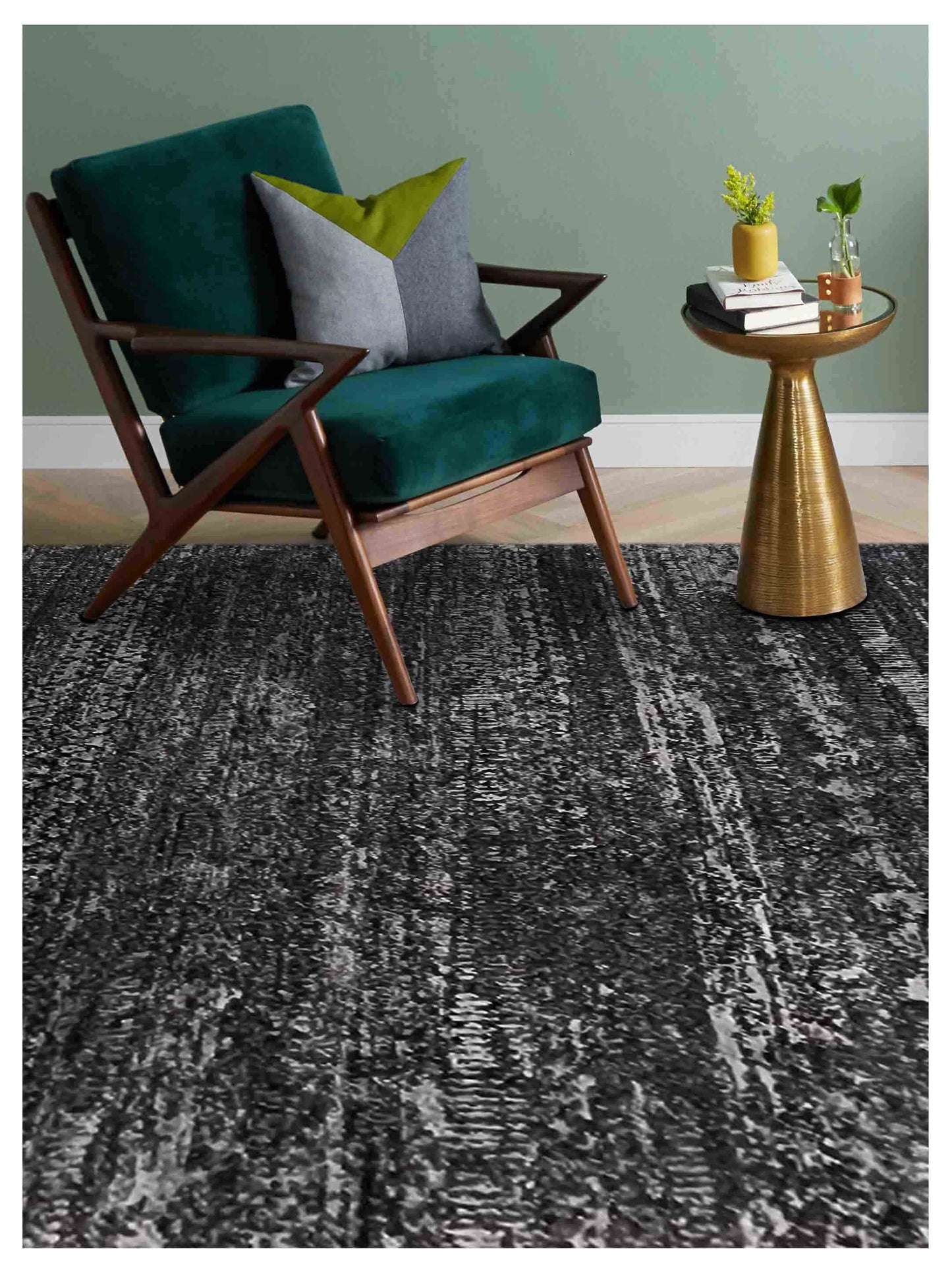 Artisan Mary  Charcoal  Contemporary Knotted Rug
