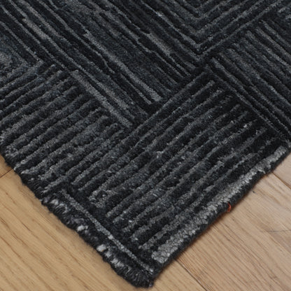 Artisan Mary  Grey Black Contemporary Knotted Rug