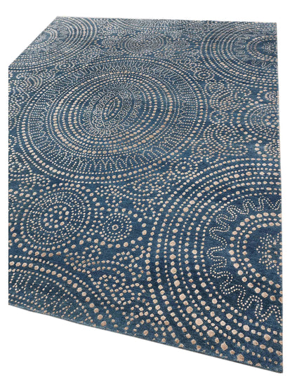Artisan Mary  Blue  Contemporary Knotted Rug