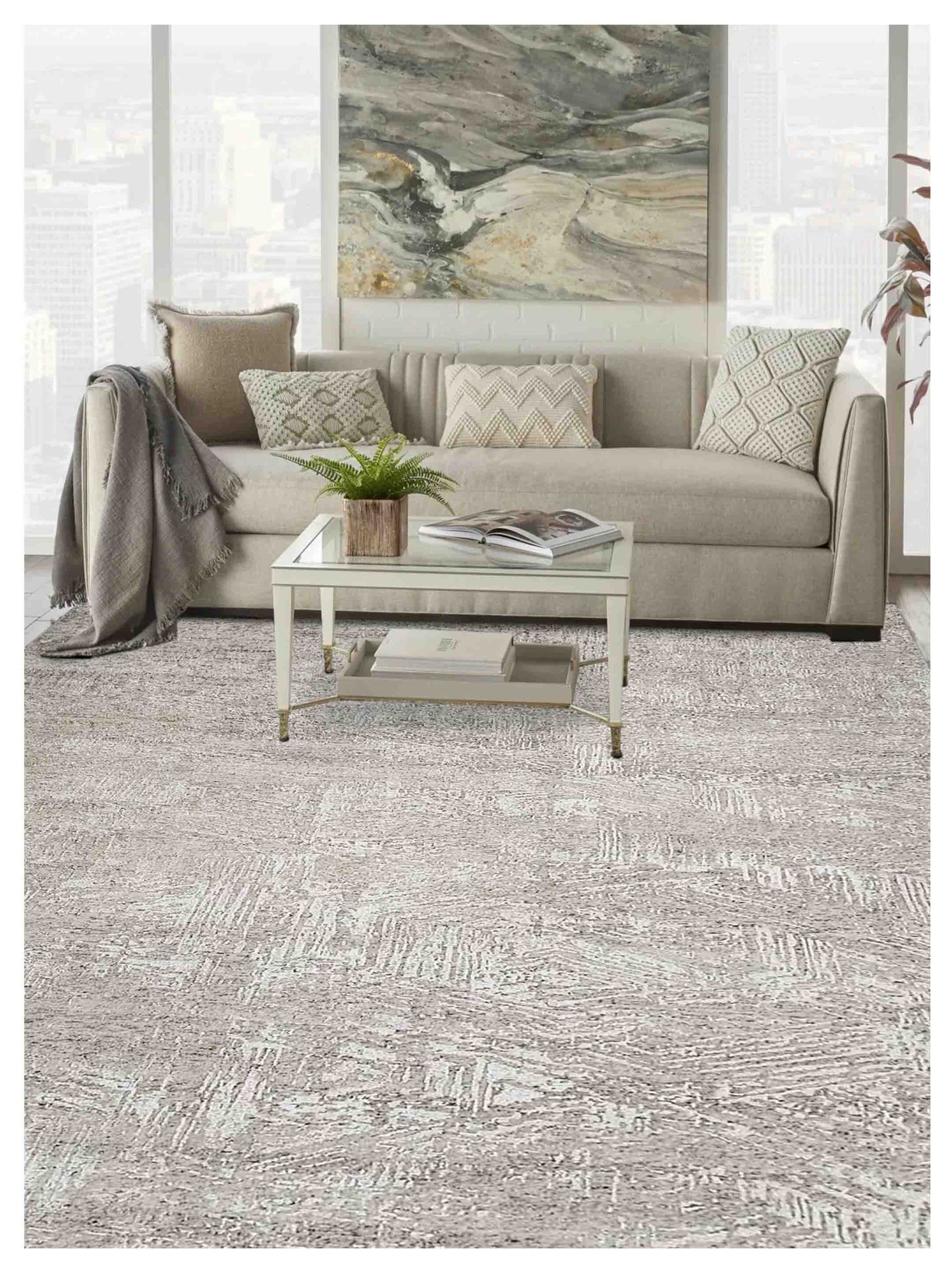 Artisan Mary Beige Contemporary Knotted Rug