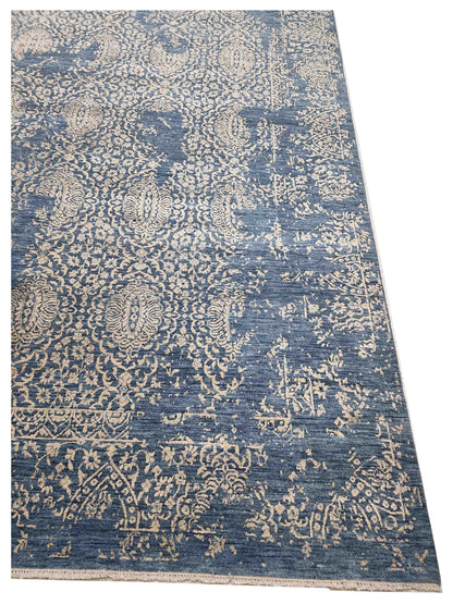 Artisan Bloom  Blue Beige Transitional Knotted Rug
