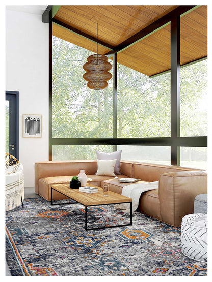 Limited Mortlake MOR - 252 BLUE ORANGE Transitional Machinemade Rug - Rugs - Limited - Atlanta Designer Rugs